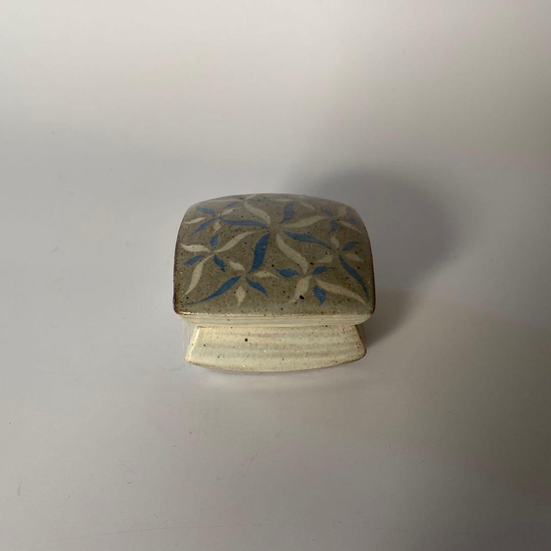 益子焼 島岡桂 縄文象嵌 角型 蓋物/香合（蓋付き小箱） 1対