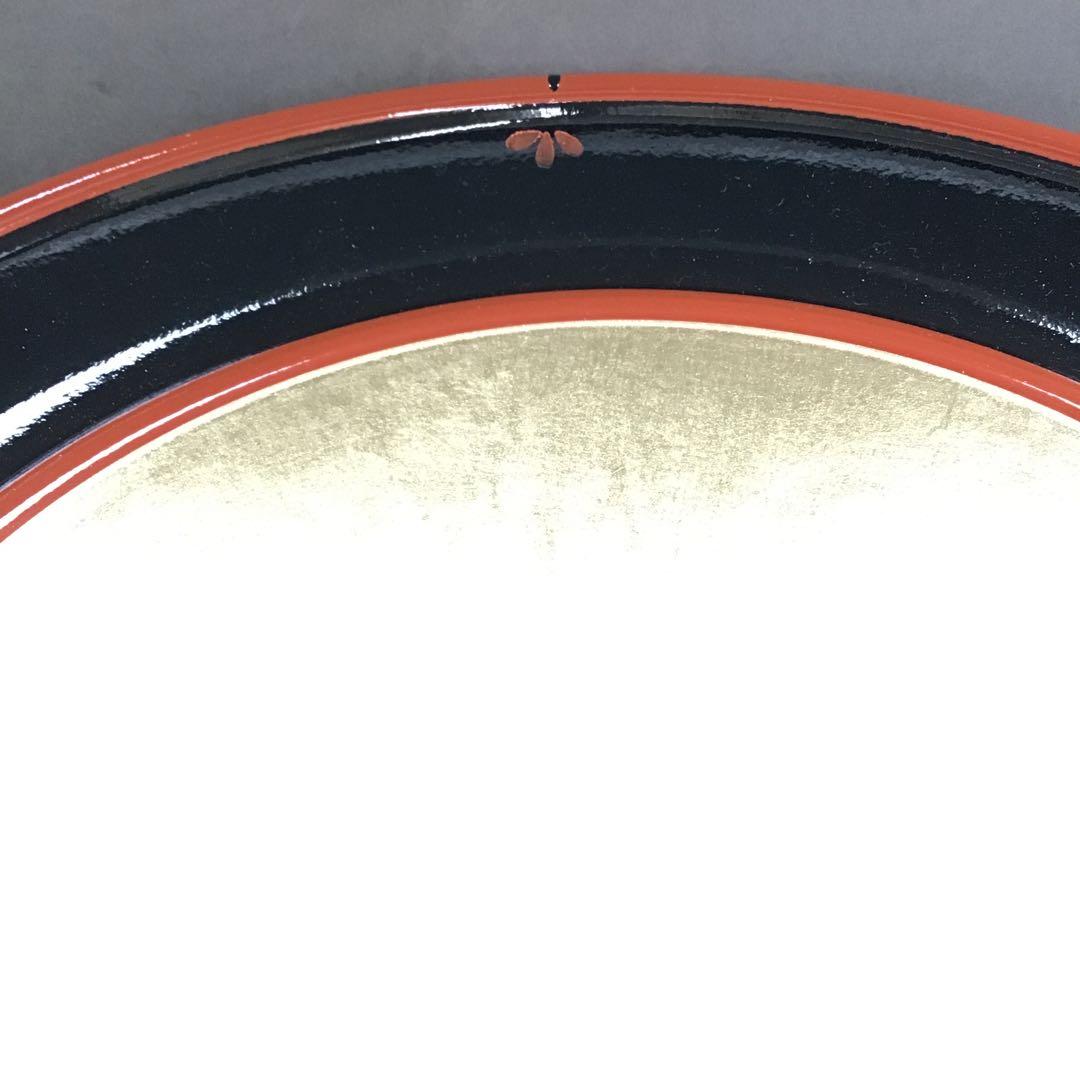 茶道具　漆器盆　朱塗金箔盆　床飾りや実用性も兼ねる　紙箱　S60BN