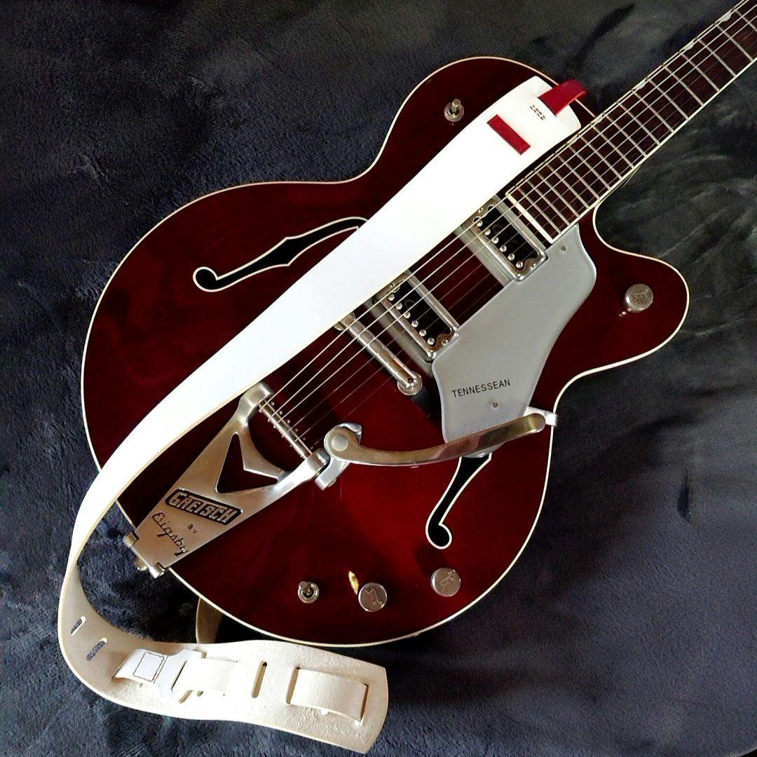 ギターストラップ ヌメ革オフホワイト ハンドメイド 金具無しタイプ