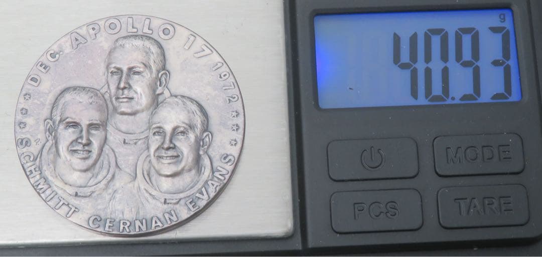 795、アポロ17号月着陸記念純銀メダル 純銀刻印　約40.93g