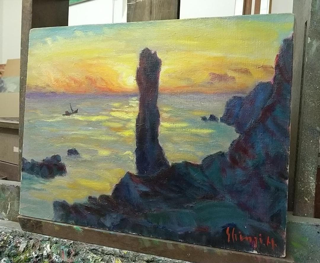 「唐桑半島の朝」油絵 F6 絵画 油彩画 風景画 アート