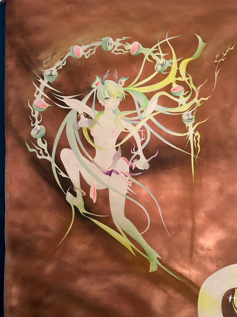 中尾変　アート（大サイズ）　現代アート　風神雷神図