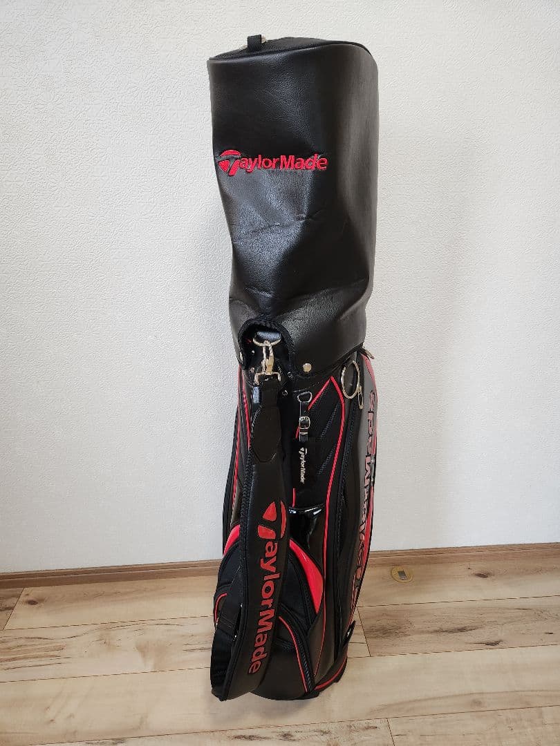 美品 テーラーメイド SY202 キャディバッグ 9型 赤×黒 フード付き
