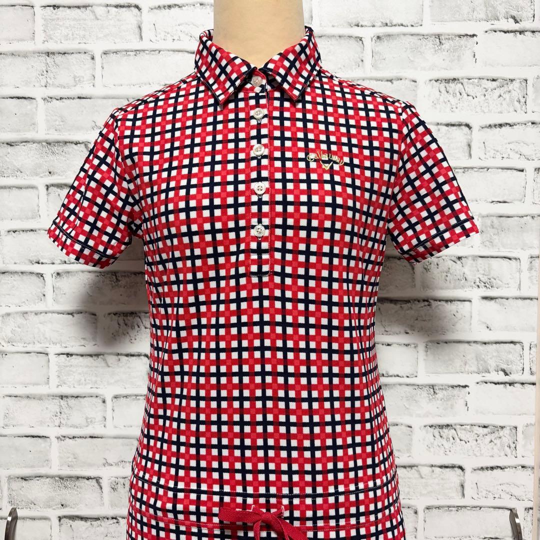 Callaway キャロウェイ ゴルフウェア ミニワンピース チェック柄 赤 M