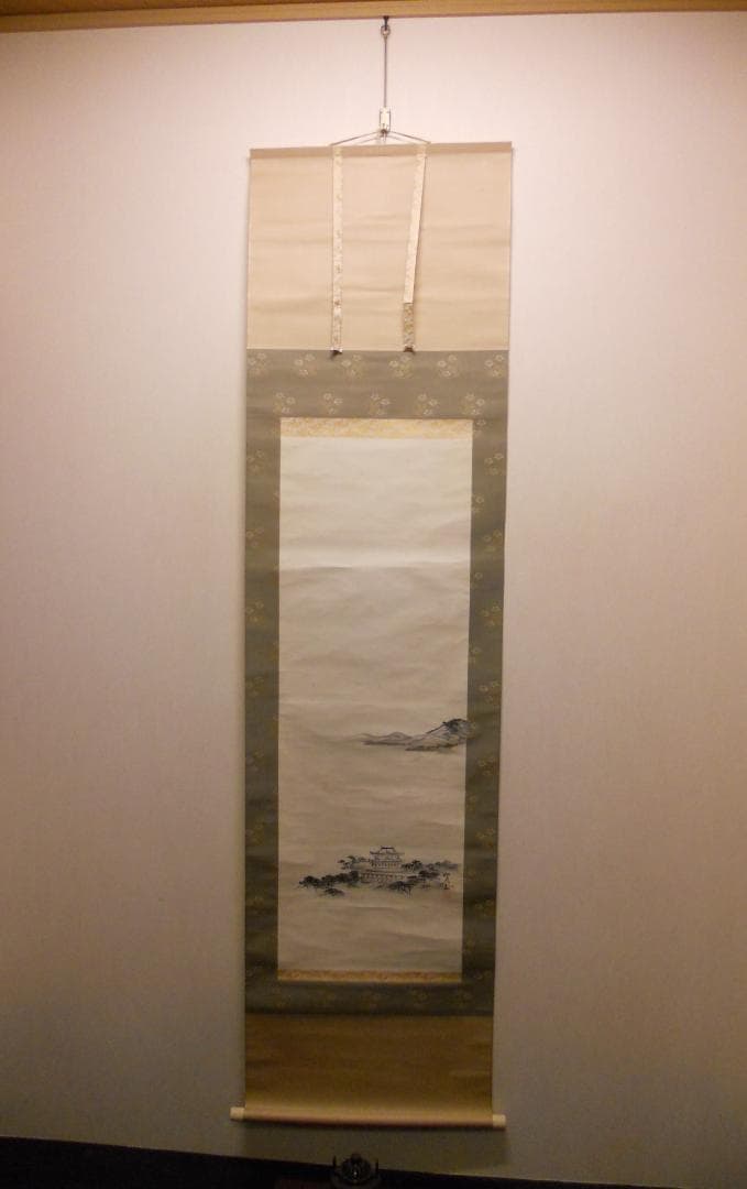 掛け軸  荒木寛畝 墨絵 三井寺 紙本 希少 軸装 茶道具 掛軸 美品 です。