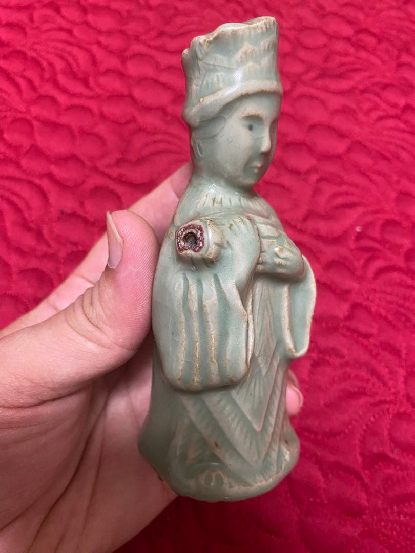 12世紀 高麗青磁 文官形水滴　 (検/文房具李朝徳利酒器新羅唐津古宋備前）