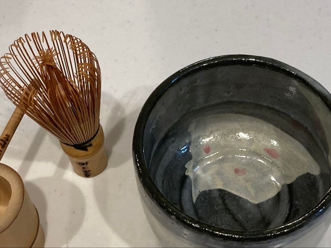 楽入窯　吉村楽入作　京焼・楽焼　抹茶茶碗　桜　茶盌　&　吐月峯 茶道具セット