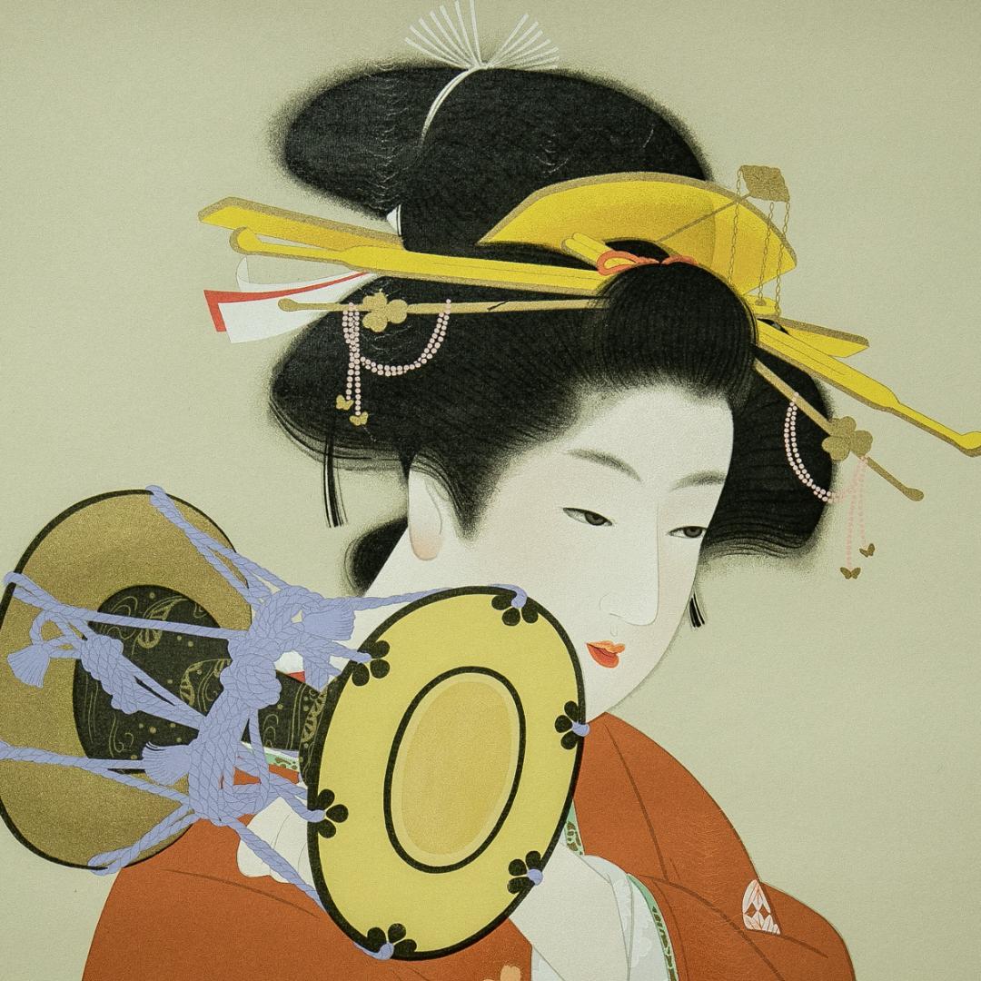 掛軸-1767　上村松園　鼓の音　限定380部のうち87番　上村淳之監修