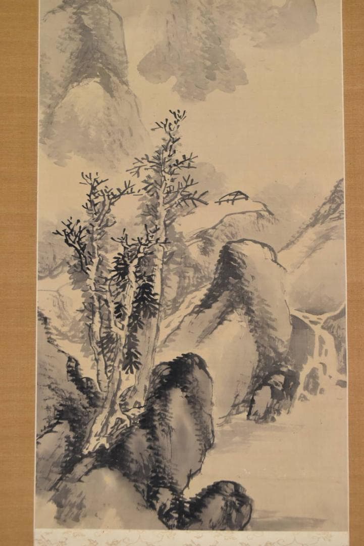 菱田春草/秋草山水図/掛軸/名家伝来/AA-643