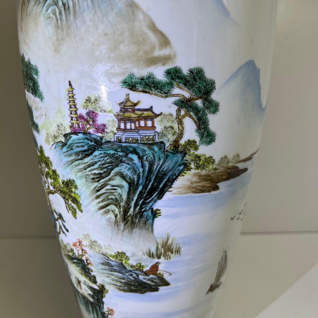 中国景徳鎮　薄胎　大花瓶　箱付　高さ約65㎝　東Y8-0128☆2Fタサオ