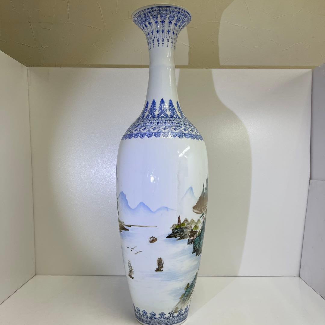 中国景徳鎮　薄胎　大花瓶　箱付　高さ約65㎝　東Y8-0128☆2Fタサオ