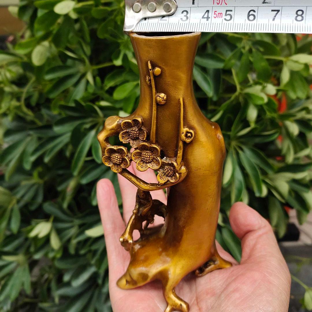 銅器 梅花の切り株 走馬観花 筆箱 書道具 文房具 工芸品 美術品 置物