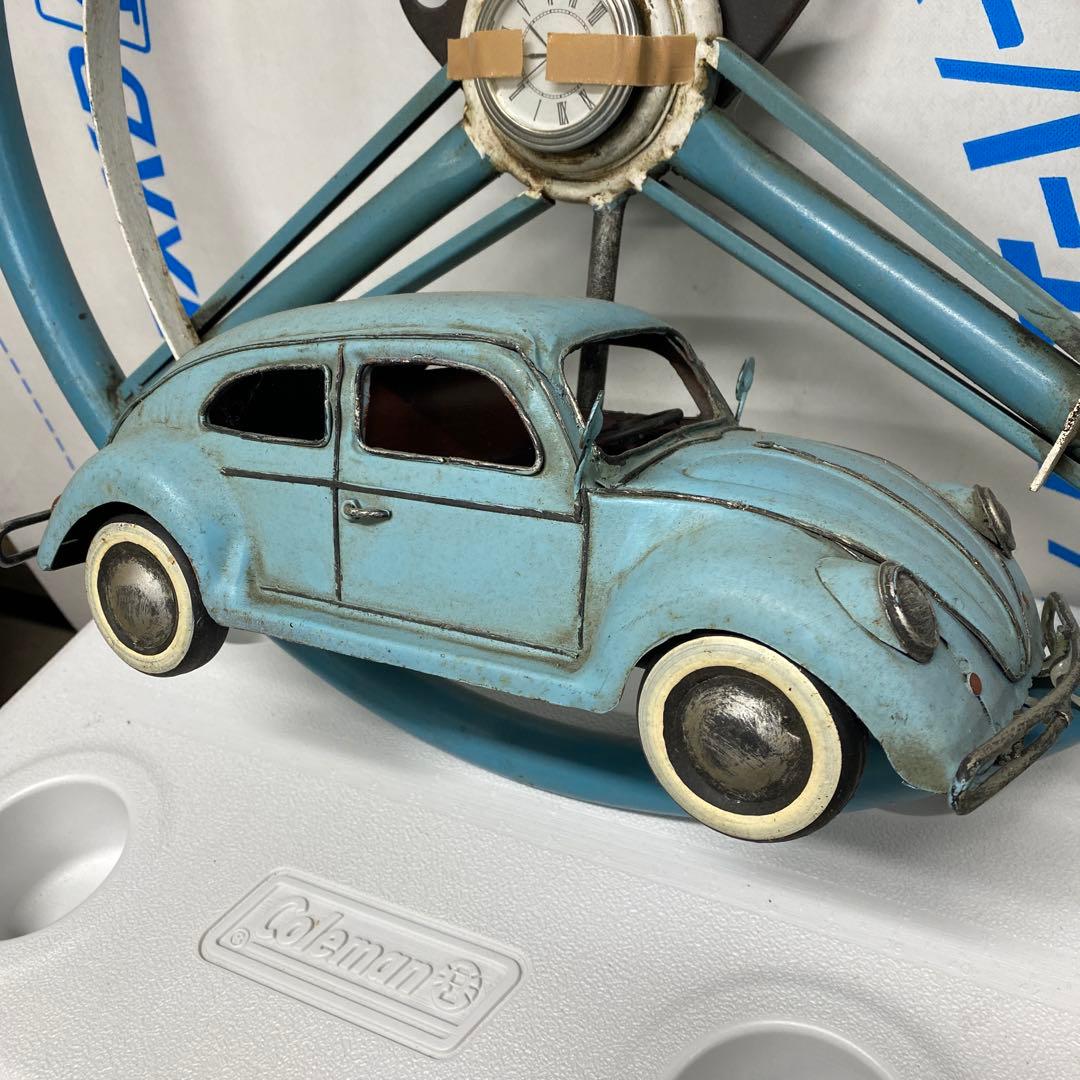 壁掛け飾り　ブリキ製ワーゲン付きハンドルディスプレイ