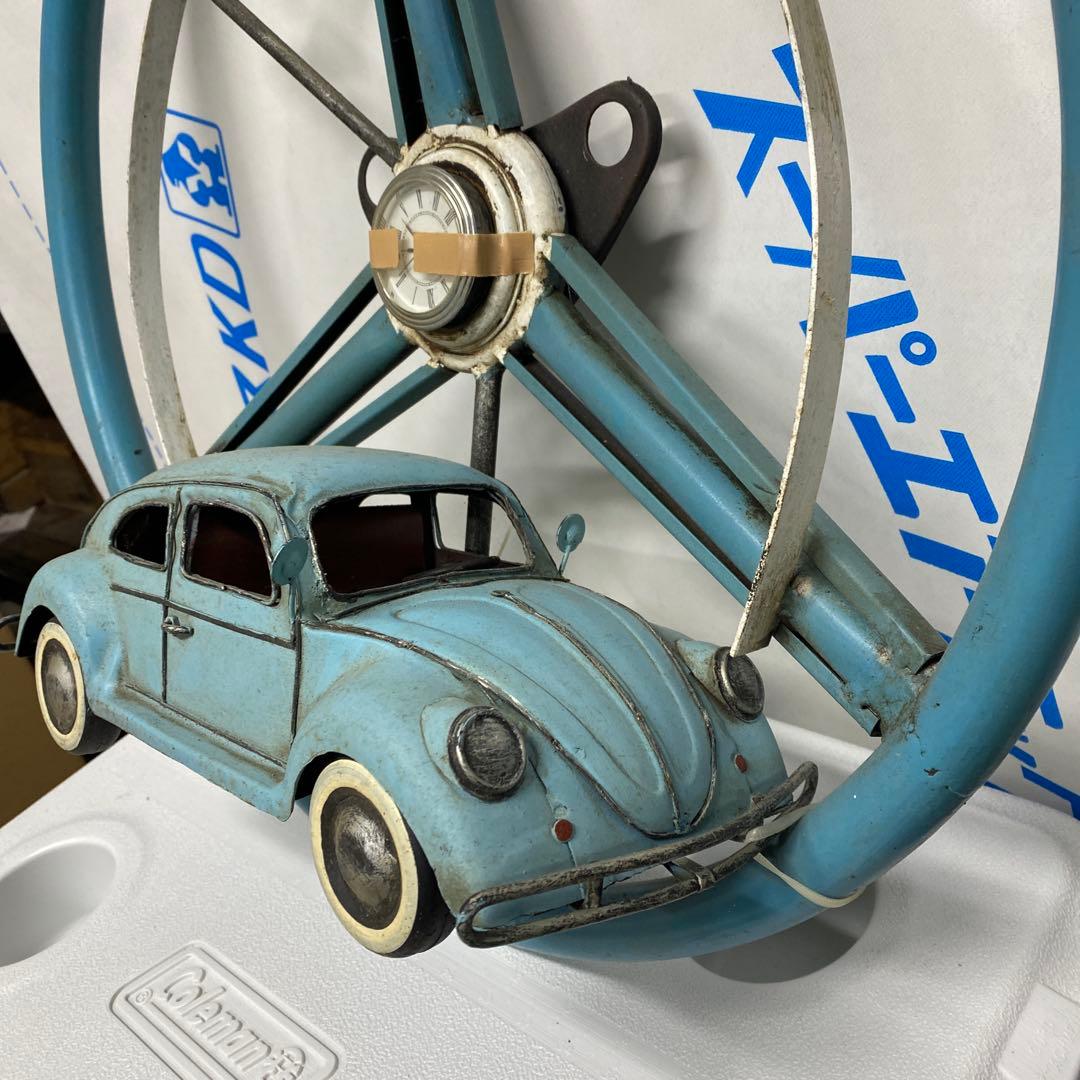 壁掛け飾り　ブリキ製ワーゲン付きハンドルディスプレイ