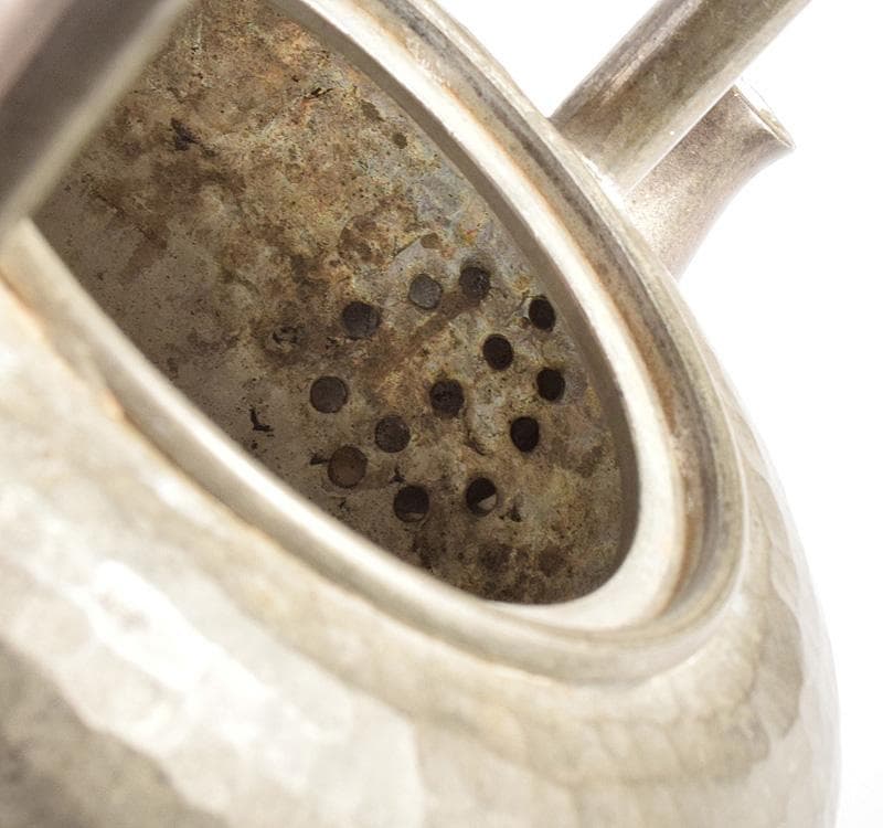 煎茶道具　純錫　鎚目　湯沸　急須　在銘　M　R4921