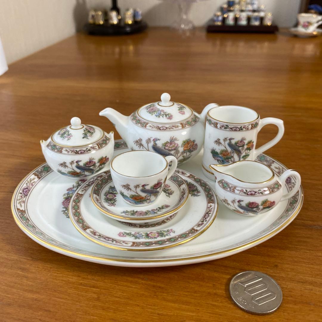 ウェッジウッド クタニクレーン　ミニチュア　ティーセット　孔雀　シノワズリ