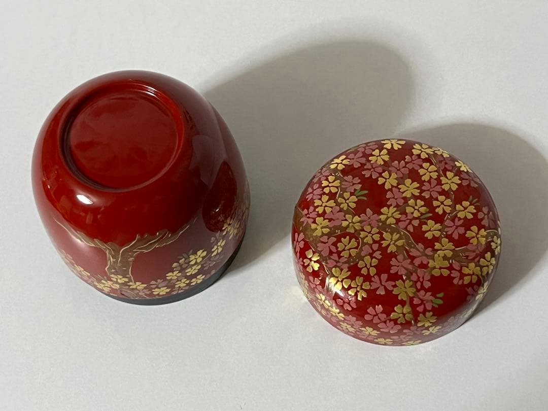 琉球漆器　棗（なつめ）　桜（蒔絵）