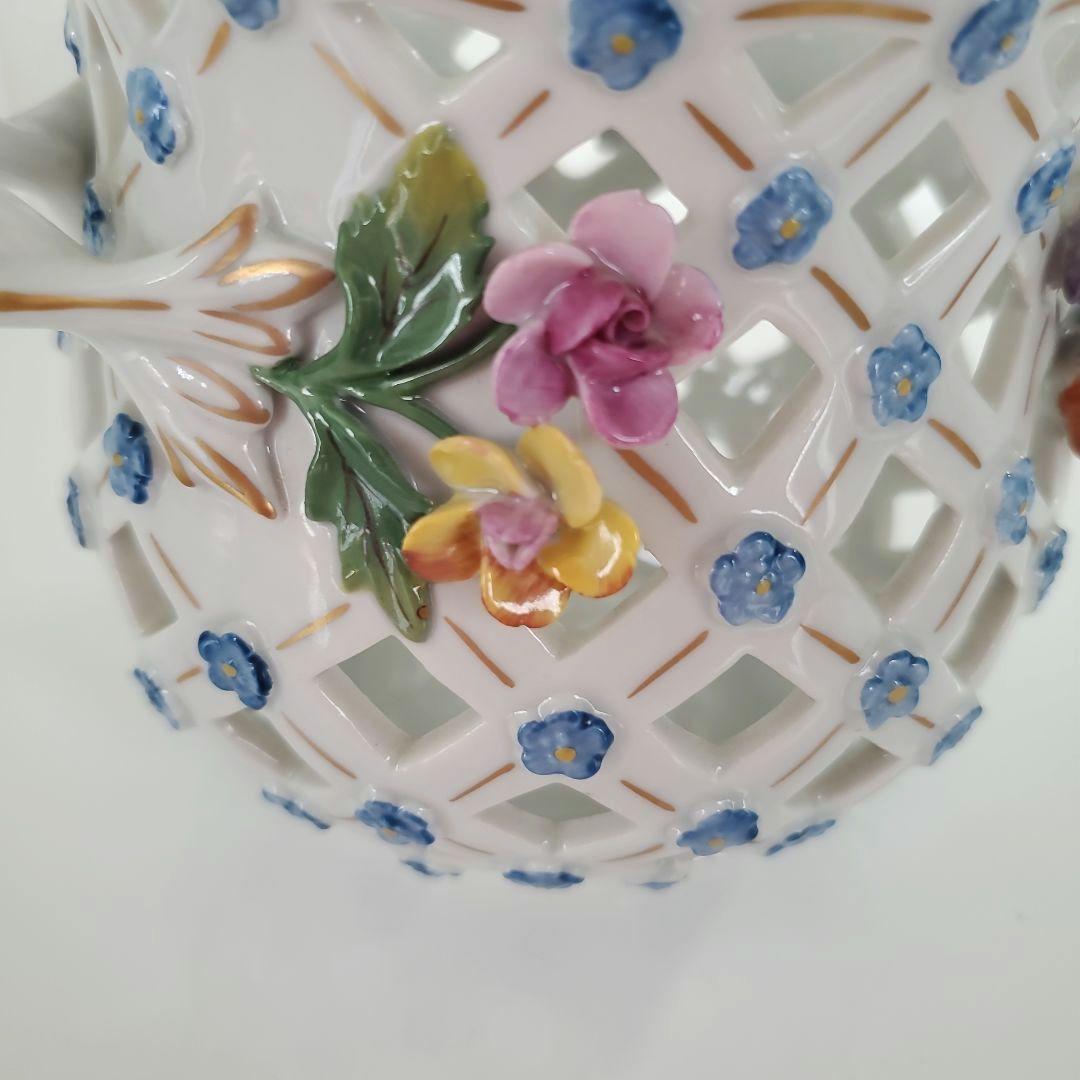 ☆希少　ドレスデン　ドイツ　磁器製　　ヴィンテージ　格子花瓶　高さ12cm