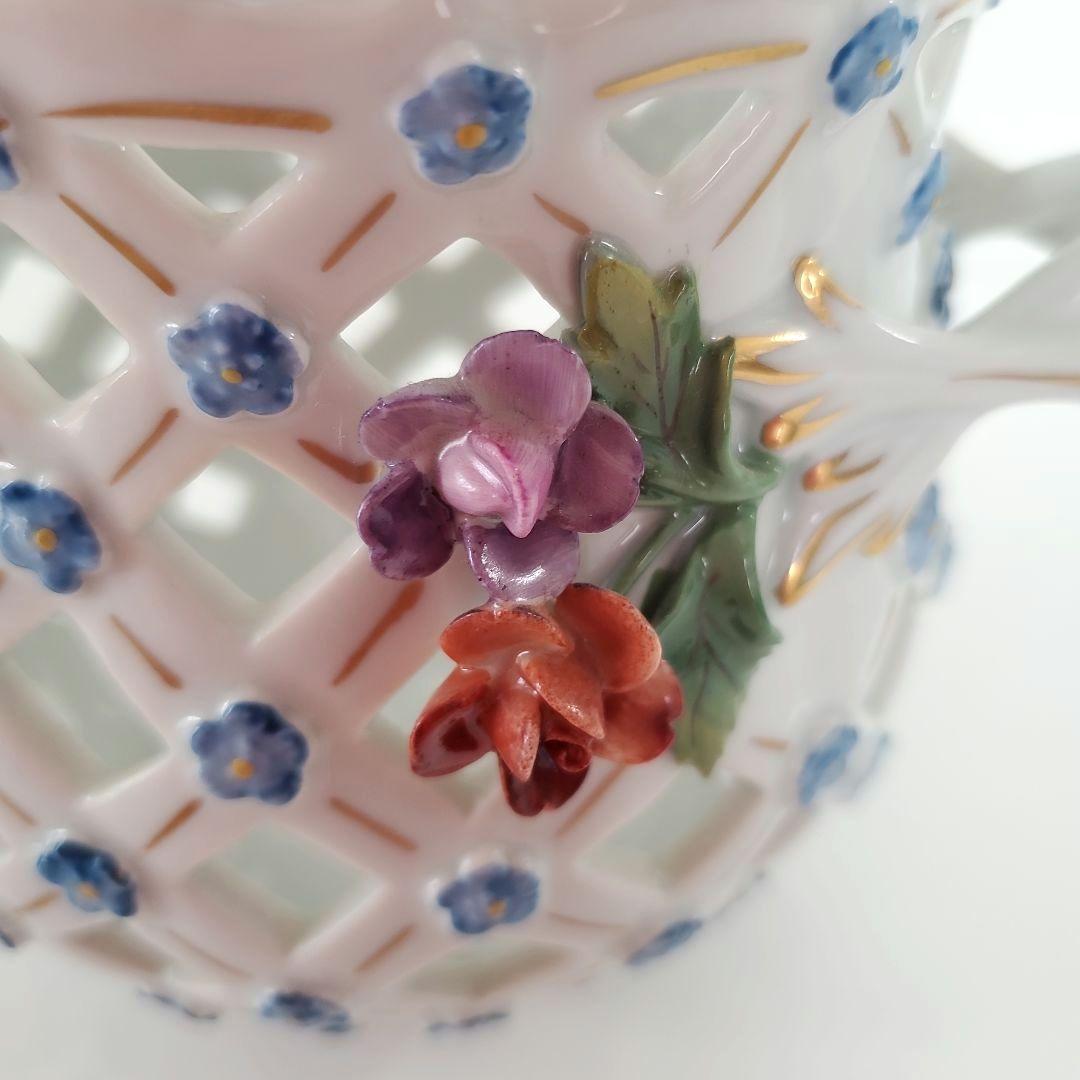 ☆希少　ドレスデン　ドイツ　磁器製　　ヴィンテージ　格子花瓶　高さ12cm