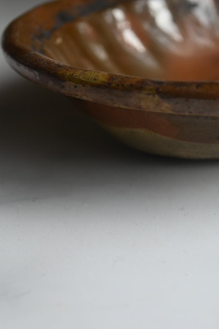 フランス19世紀　茶釉オーバル深皿　西洋民藝　古道具坂田