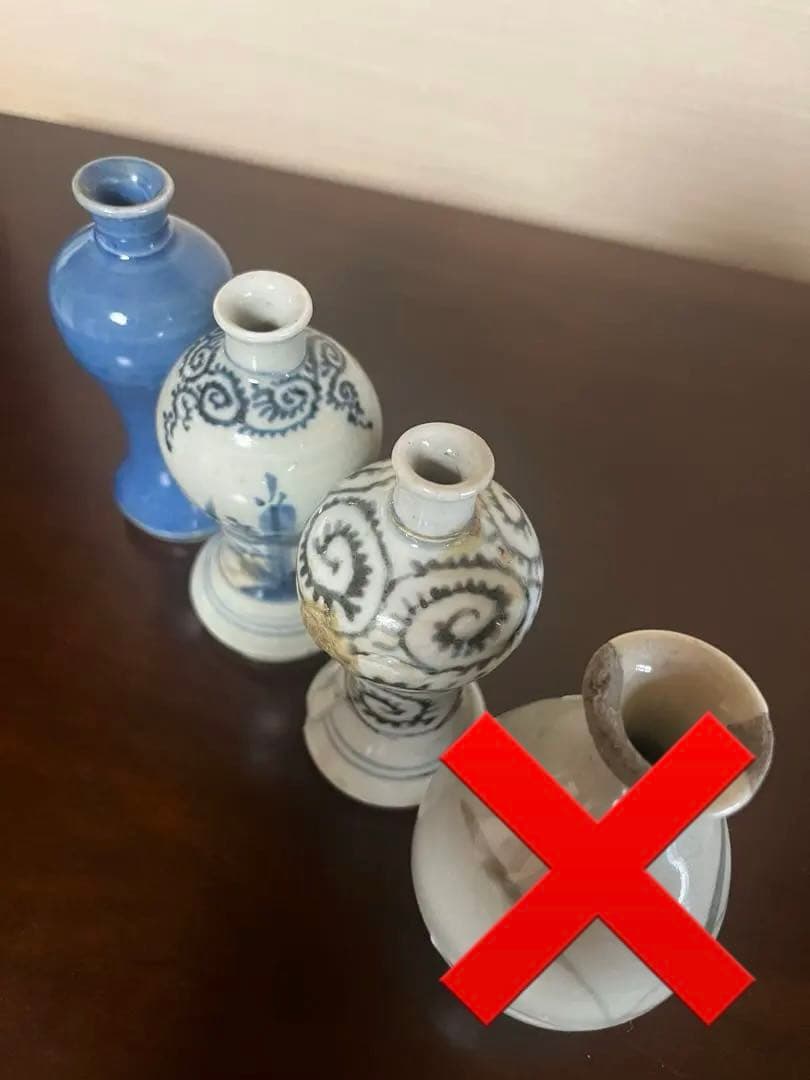 【バラ売可】江戸〜明治期 古伊万里 3点 染付 瑠璃 蛸唐草 一輪挿し 骨董