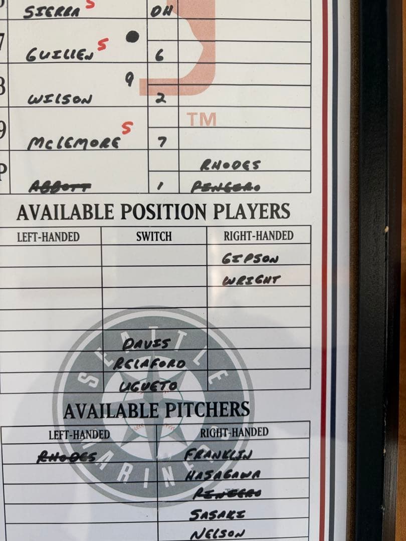 2002年 マリナーズ ラインアップ　カード　イチロー 佐々木　長谷川　Aロッド