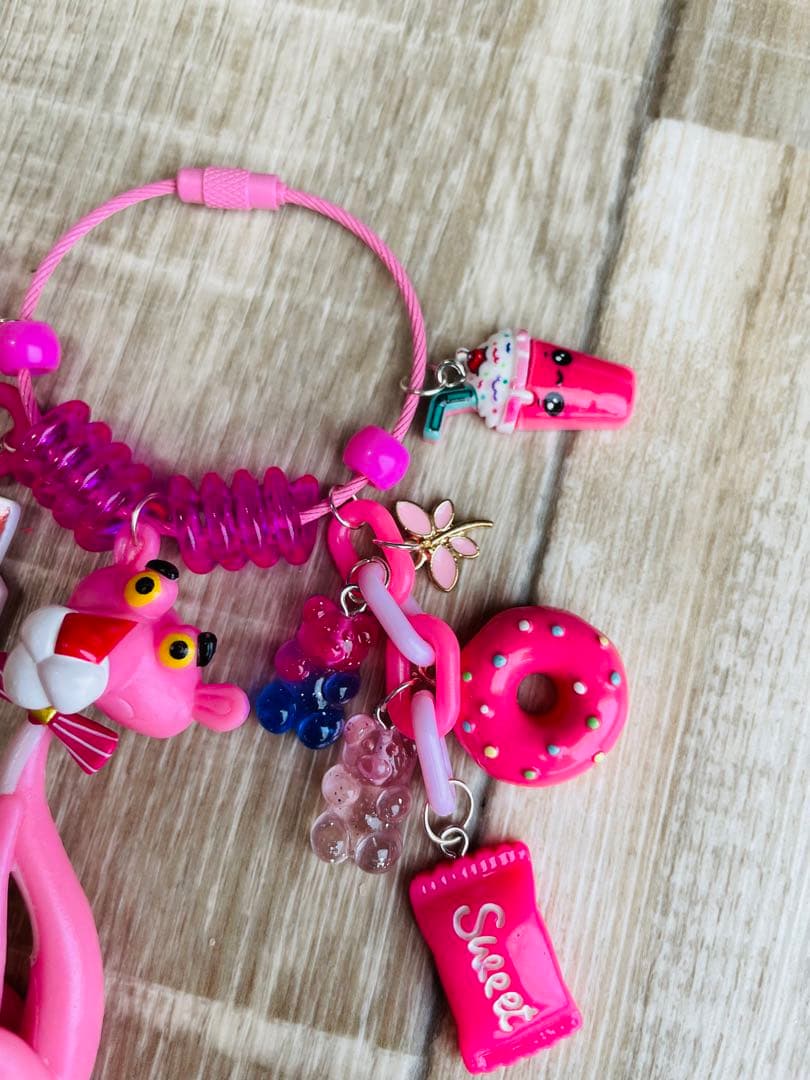 じゃらじゃらキーホルダー ストラップ キーチェーン メルヘンピンク 可愛い女の子