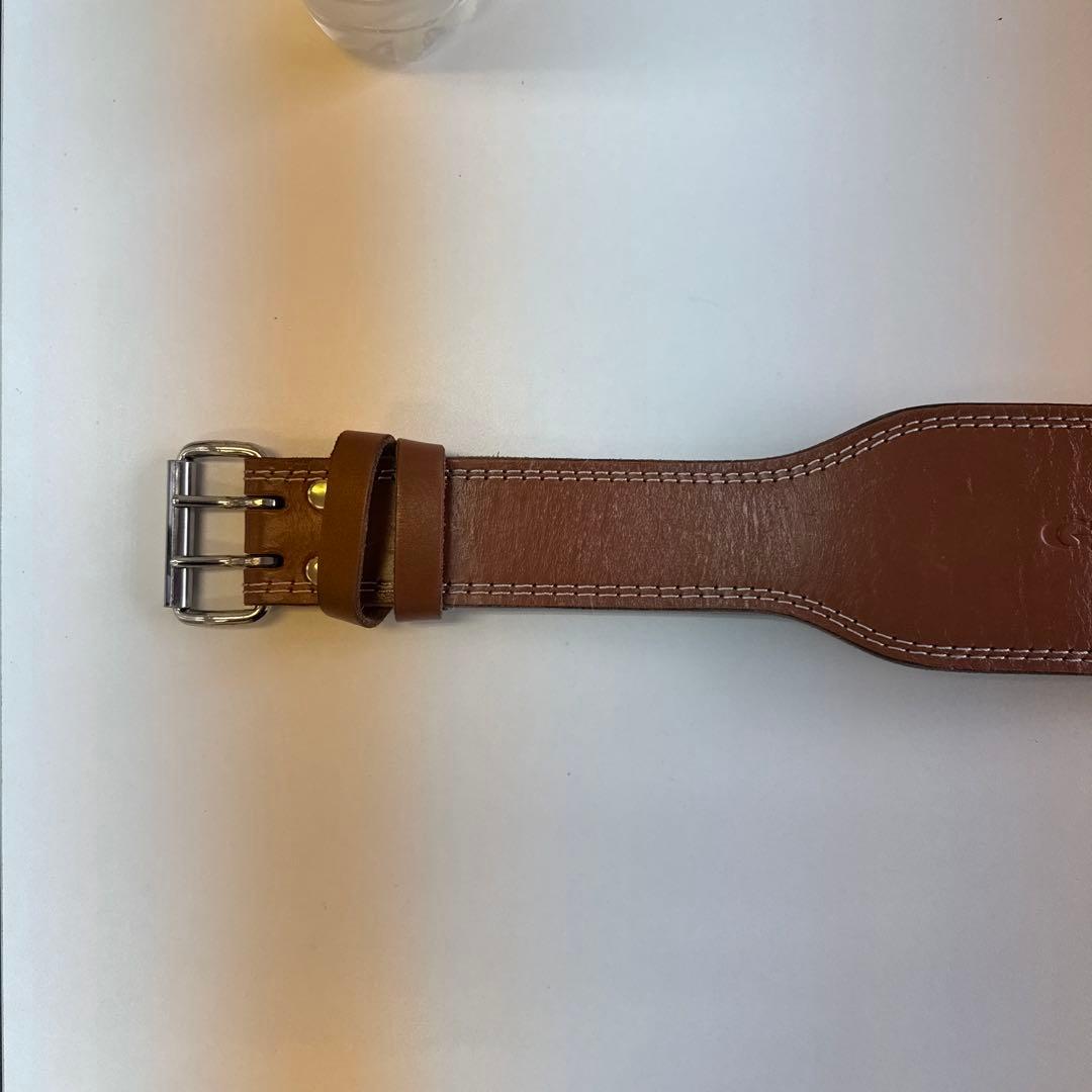 Gold's Gym レザー パワーベルト ブラウン　L