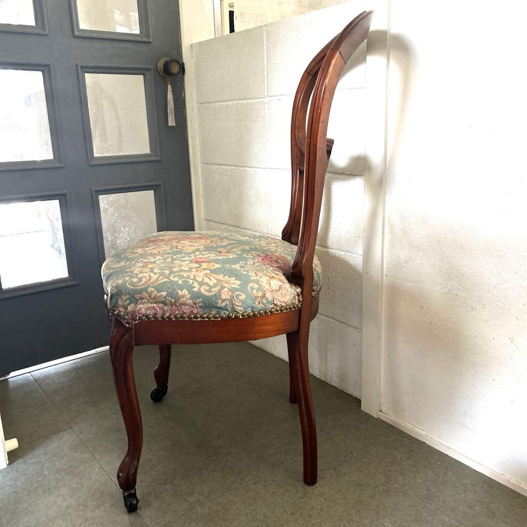 値下げ❗️アンティーク　イギリス　バルーンバックチェア　キャスター付き　ゴブラン織