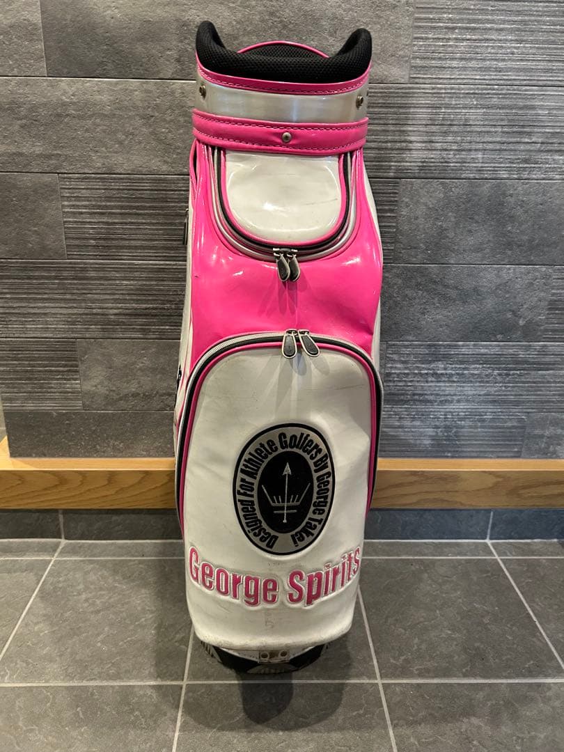ジョージスピリッツキャディバッグ ホワイト×ピンク【数量限定・激レア】※難あり