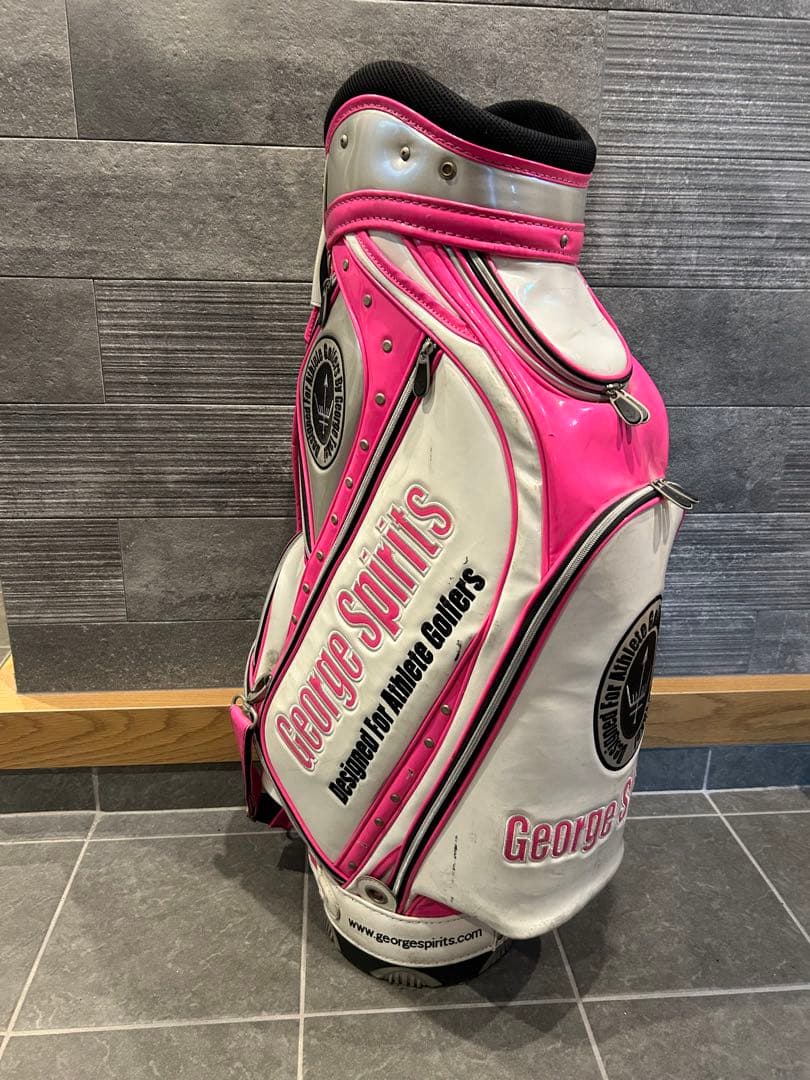 ジョージスピリッツキャディバッグ ホワイト×ピンク【数量限定・激レア】※難あり