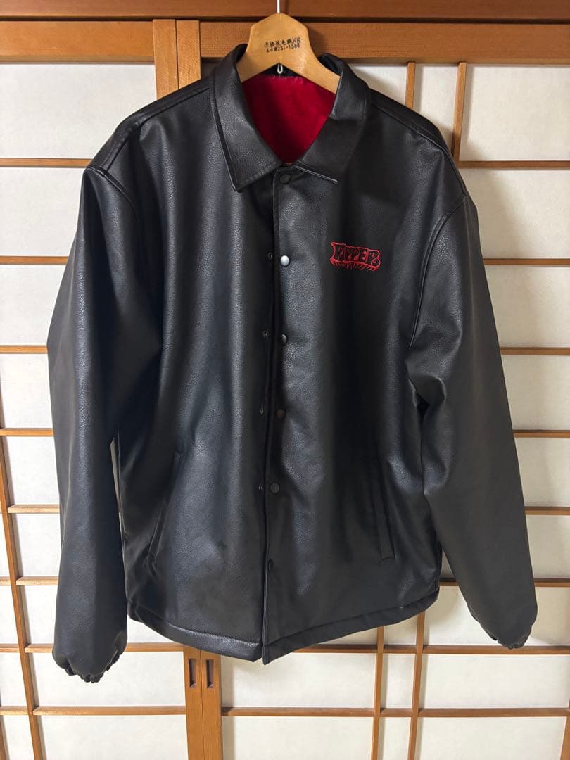 ウェア RIPPER FAKE LEATHER COACH JACKET