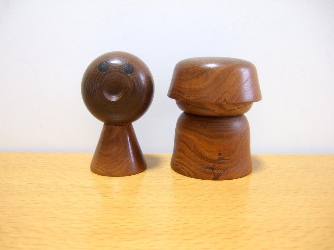 創作こけし ひろとし 2体まとめて Kokeshi dolls