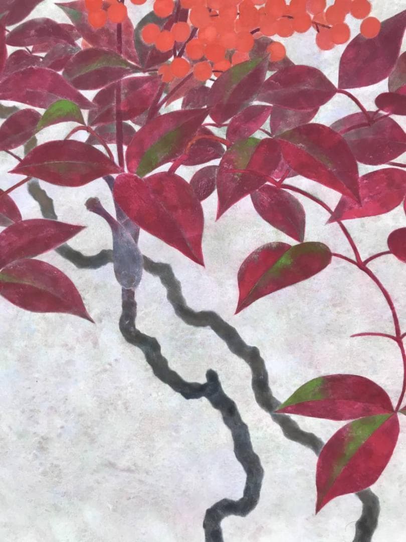 【真作】福井宗之助/南天図/ナンテン図/横物/掛軸/名家伝来/AD-765