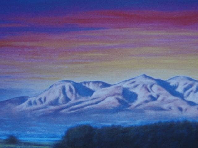 井上司【残照　赤城山】希少画集画、状態良好、新品高級額装付