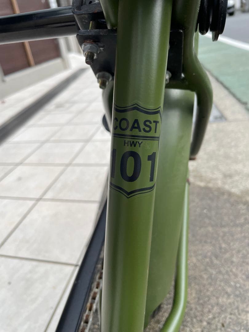 【Rainbow ビーチクルーザー オリーブグリーン　サーフボードキャリア付き】