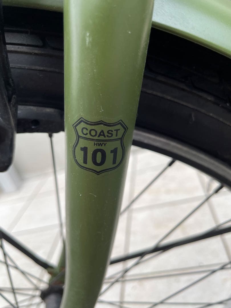 【Rainbow ビーチクルーザー オリーブグリーン　サーフボードキャリア付き】