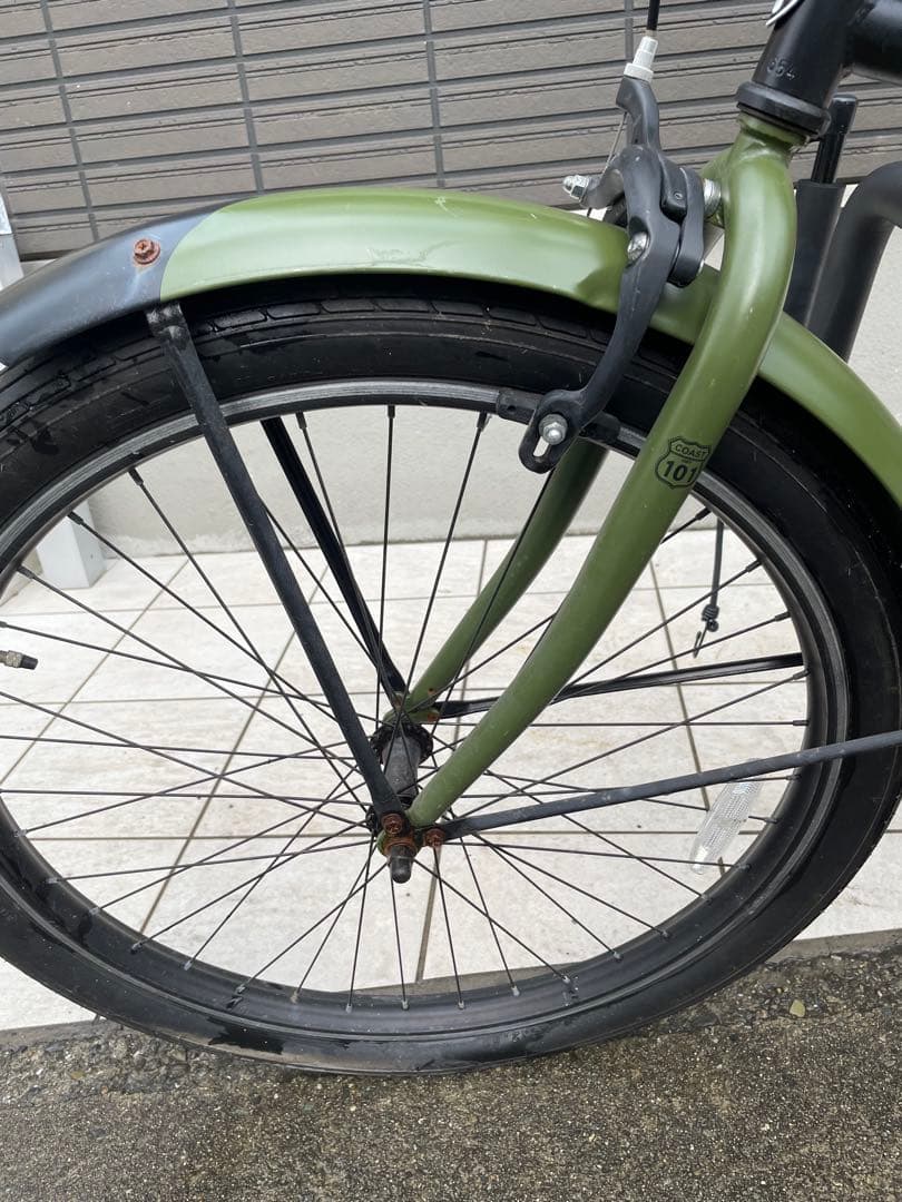 【Rainbow ビーチクルーザー オリーブグリーン　サーフボードキャリア付き】