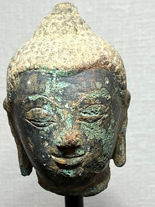 タイ　アユタヤ期　仏頭　仏像　青銅　残欠　東南アジア仏教美術