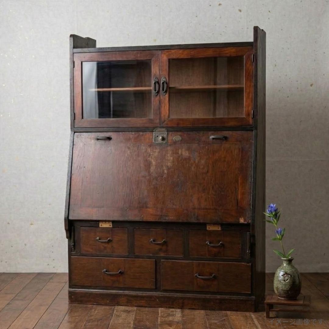 アンティーク ライティングビューロー 大正ロマン 昭和レトロ 飾り棚 古道具