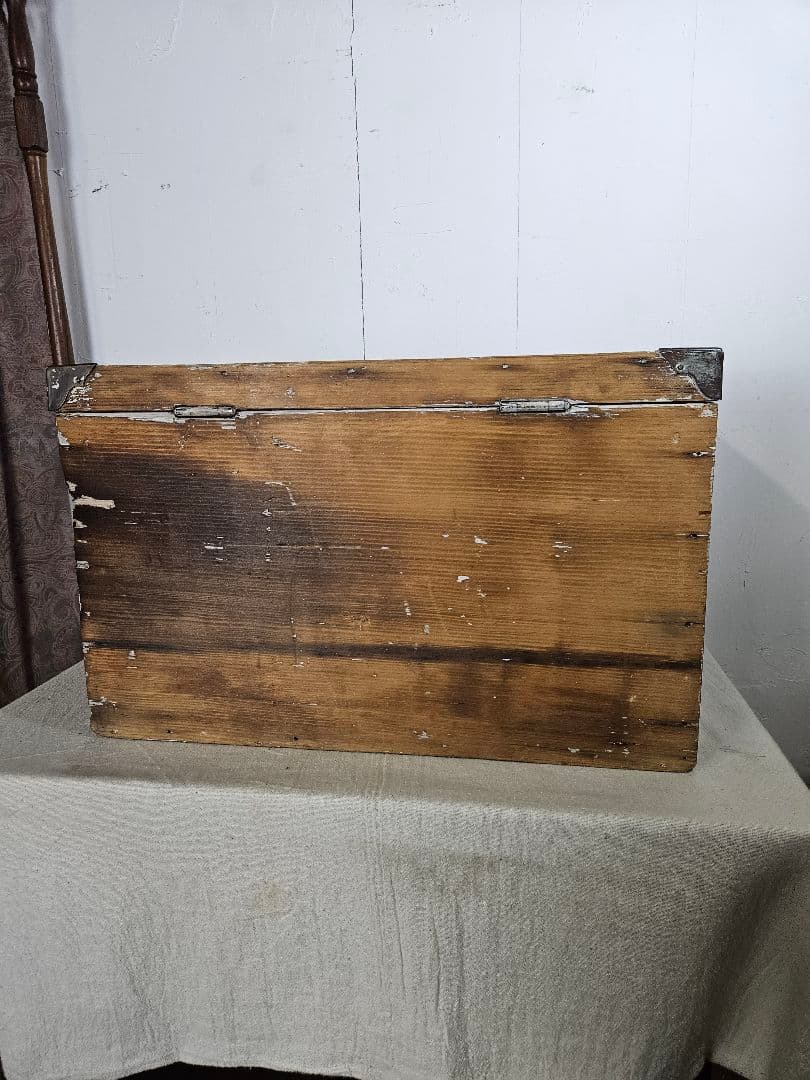 USアンティーク 無垢材の古い工具箱 木製 木箱 ツールボックス 道具箱 ケース