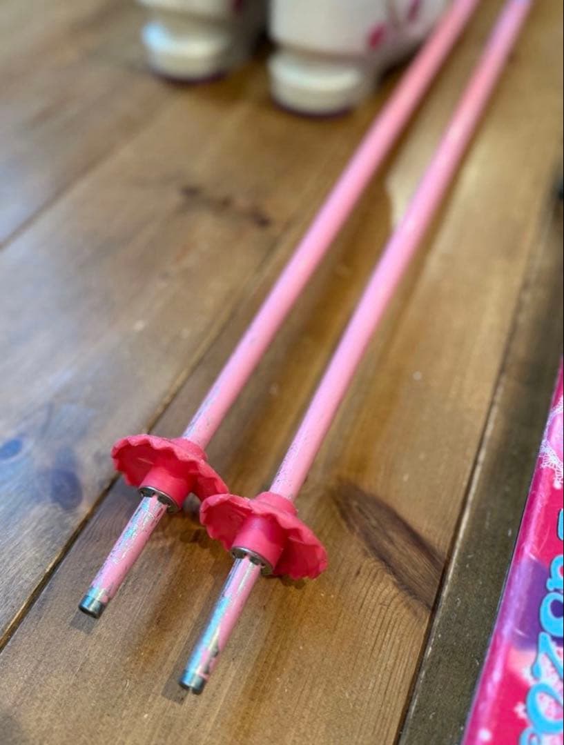 女の子 スキー板、ストック、ブーツセット　116㎝