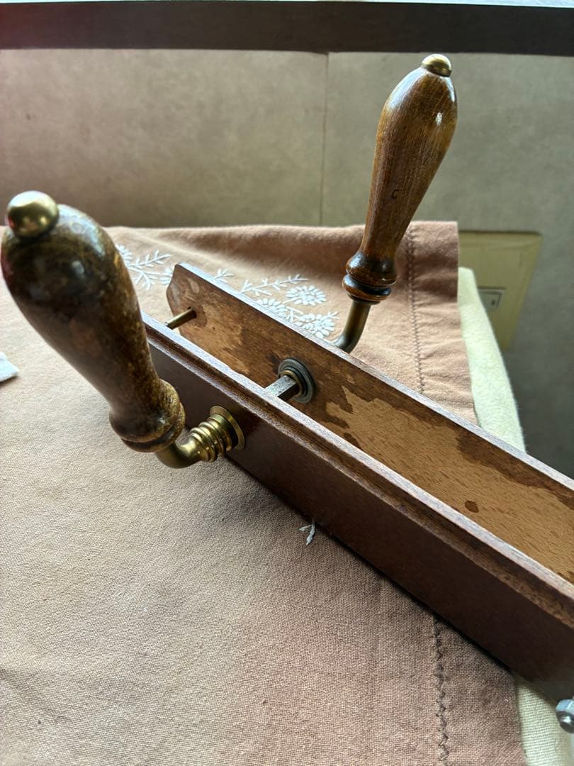 フランス　アンティーク 木製 ドアノブ　セット　取っ手 サマリテーヌ　真鍮　レア