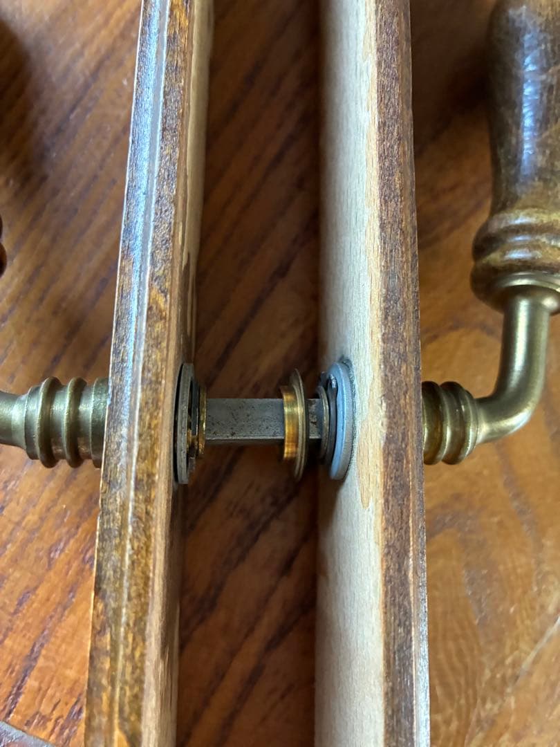 フランス　アンティーク 木製 ドアノブ　セット　取っ手 サマリテーヌ　真鍮　レア