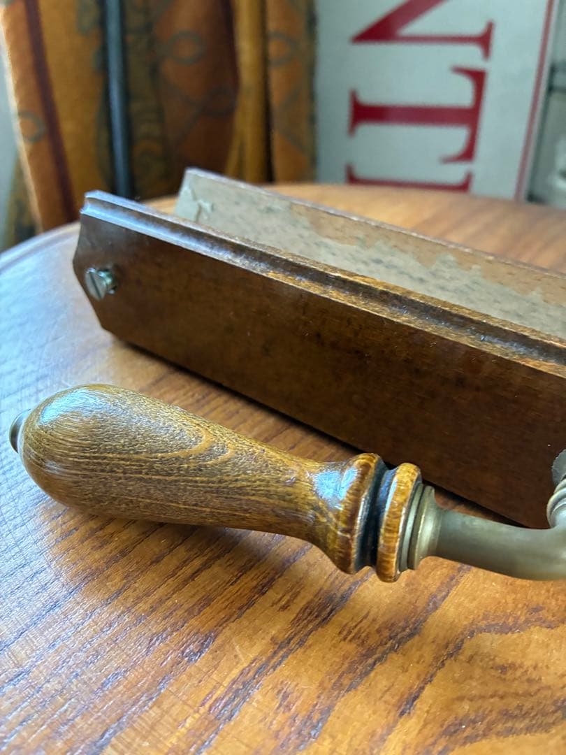 フランス　アンティーク 木製 ドアノブ　セット　取っ手 サマリテーヌ　真鍮　レア