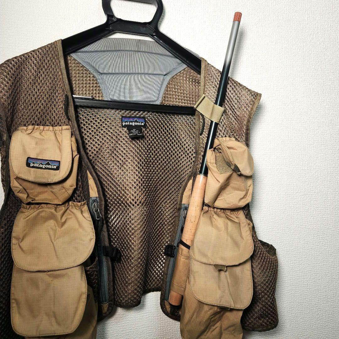 Patagonia メッシュフィッシングベスト ベージュ ブラウン　バーチカル