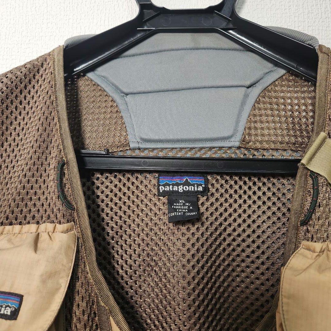 Patagonia メッシュフィッシングベスト ベージュ ブラウン　バーチカル