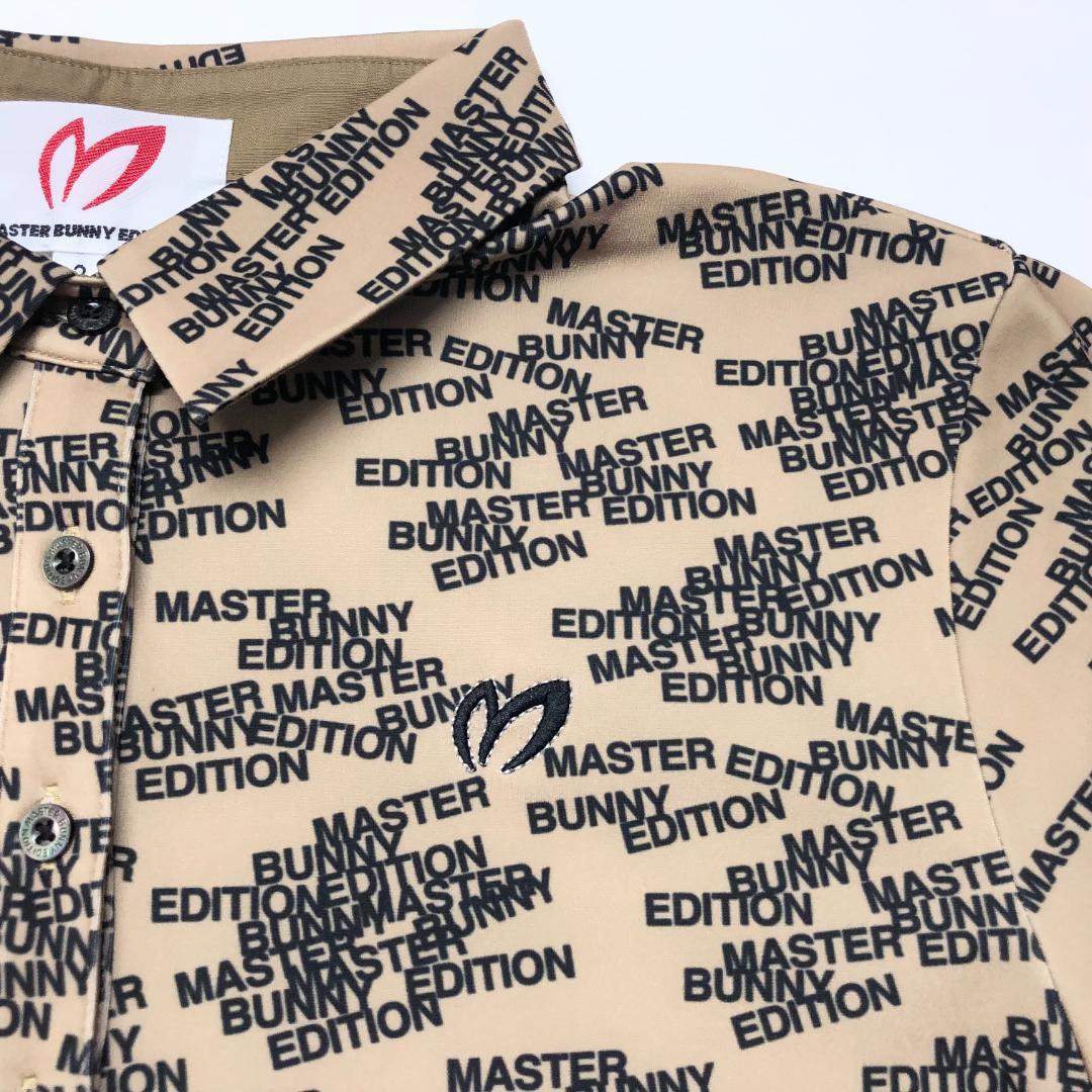○★新品未使用　マスターバニーエディション　ロゴ総柄　長袖ポロシャツ　2　茶系