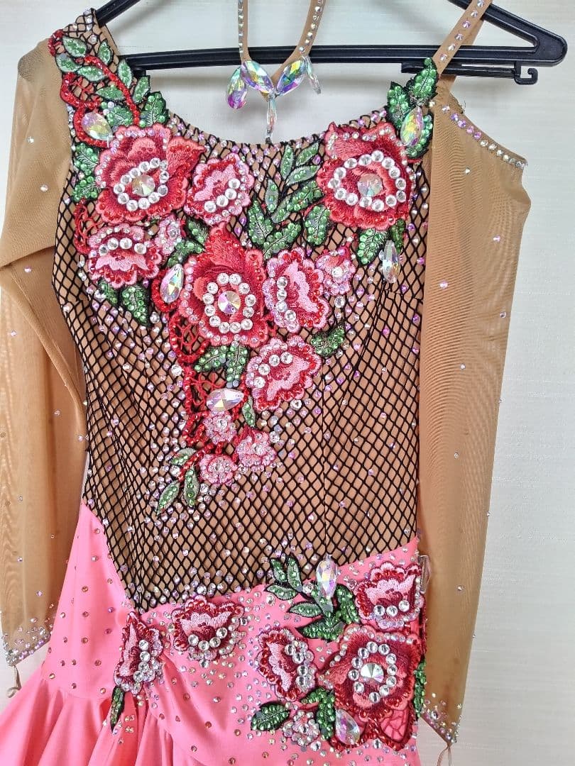 社交ダンスドレス ピンクとブラウン ラテン