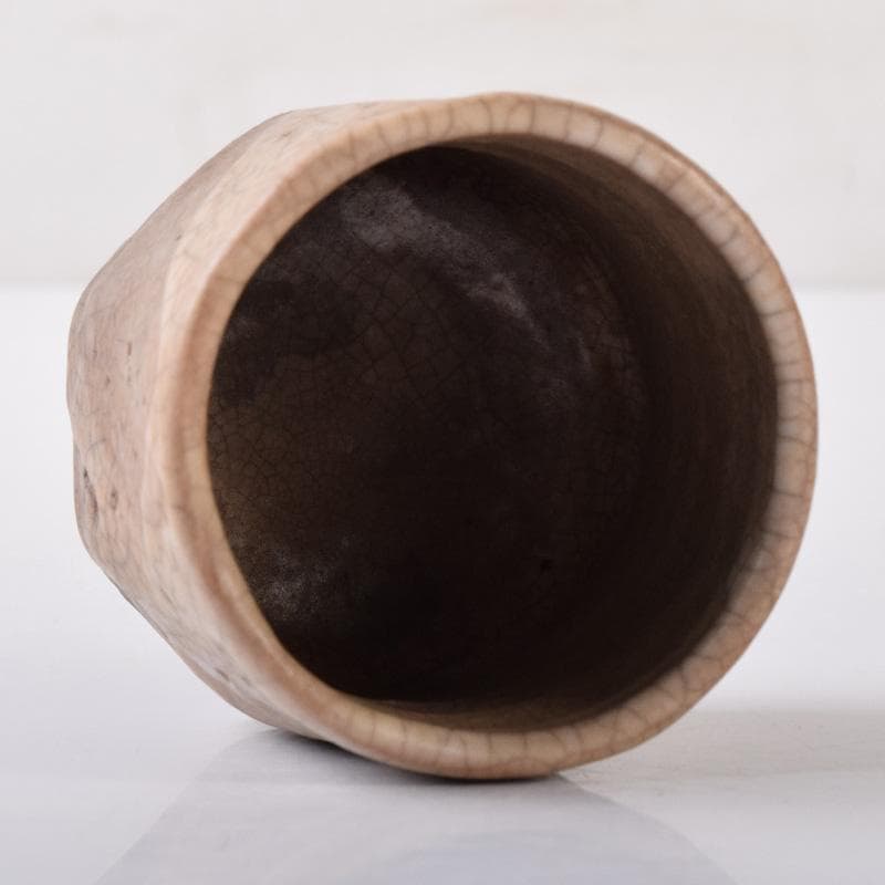 志野焼　古志野　面取ぐい呑　酒盃　時代箱付　C　7782